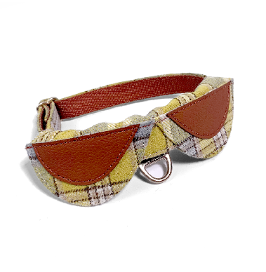 拼接项圈黄色格纹